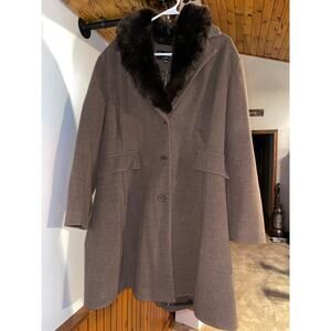 Womens Forecaster of‎ Boston Brown Trench Pea Coat Faux Fur Removable Detail 20W